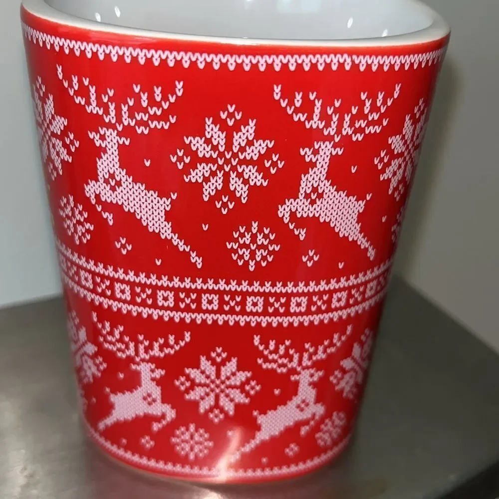 Nescafe Red Holiday Christmas Reindeer snowflake Coffee Mug Collectible Ceramic